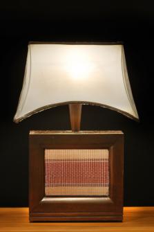 Wooden lamp with bamboo tile